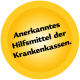 Hilfsmittelnummer 2250010043 bis 2250010045 Button anerkanntes Hilfsmittel der Krankenkassen
